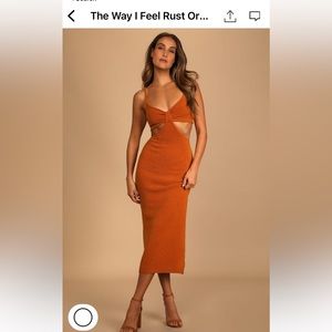 Lulus The Way I Feel Rust Orange Cutout Midi Sweater Dress
